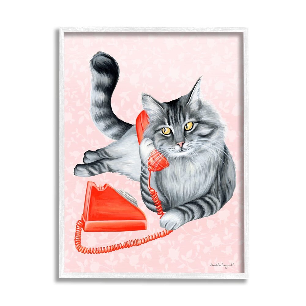 9650 Expressive Manx Cat Vintage Telephone Botanical Pattern, Design by